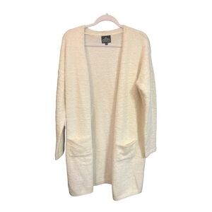 Angie Fuzzy Knit Open Front Mid Thigh Cardigan Size Large N.A.1